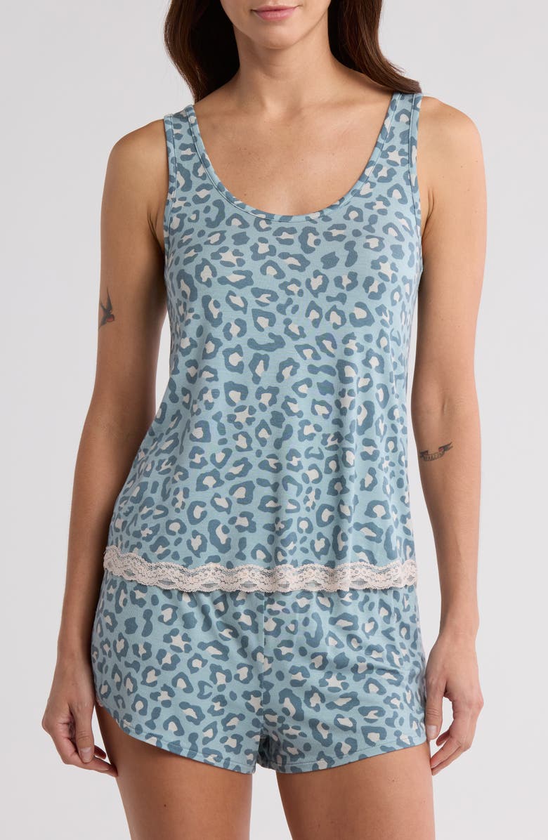 Honeydew Lounge Life Shortie Pajamas, Main, color, Earl Grey Leopard