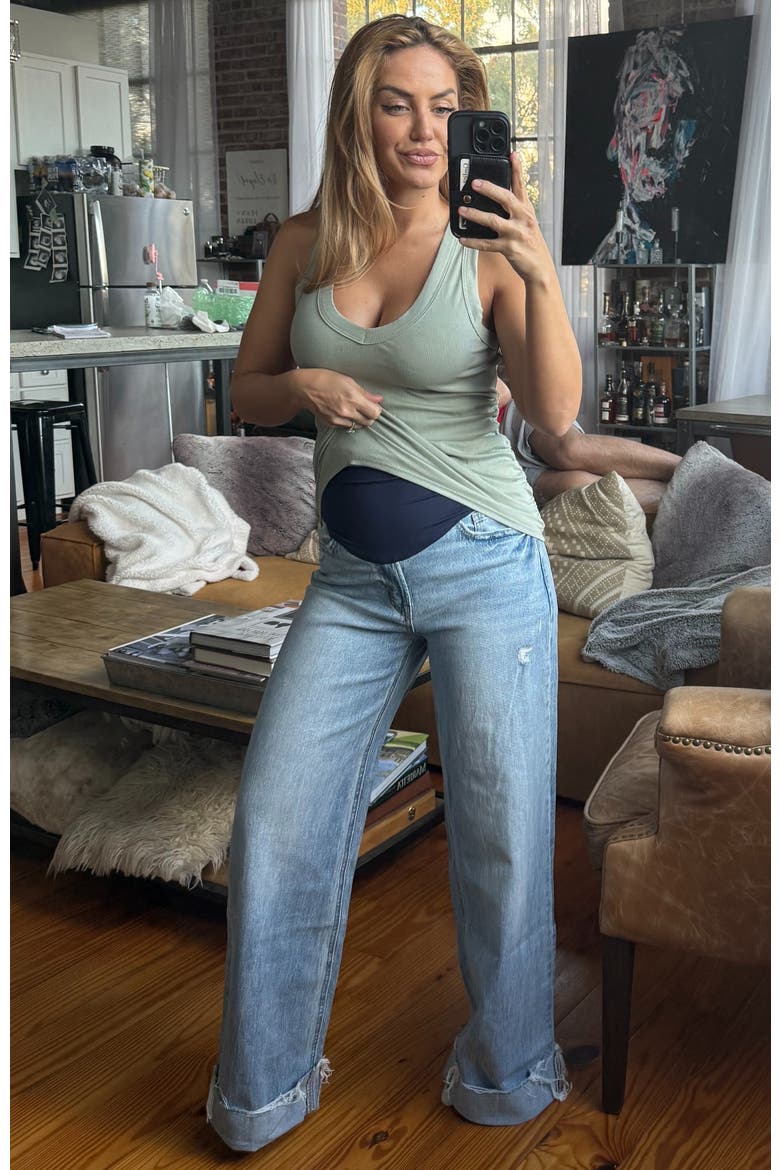 Cuffed Baggy Wide Leg Maternity Jeans, Alternate, color, Light Blue