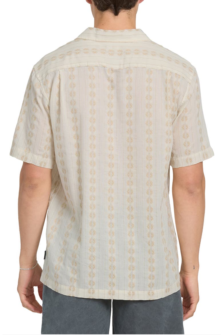 Bishop Jacquard Short Sleeve Cotton Button-Up Camp Shirt, Alternate, color, TWILL