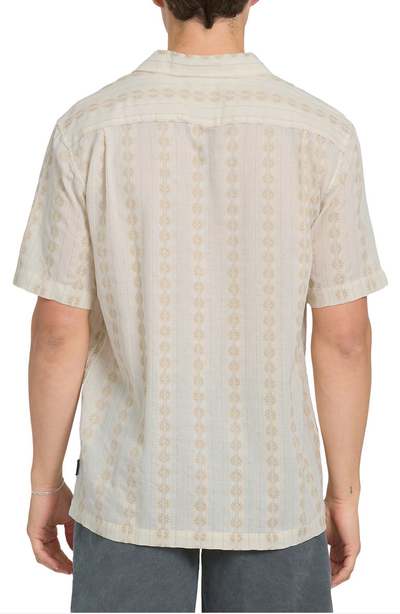 Quiksilver Bishop Jacquard Short Sleeve Cotton Button-Up Camp Shirt, Alternate, color, Twill