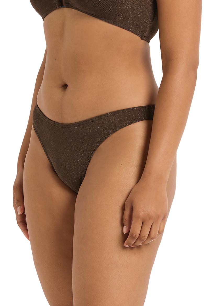 Sign Shimmer High Leg Bikini Briefs, Alternate, color, WALNUT
