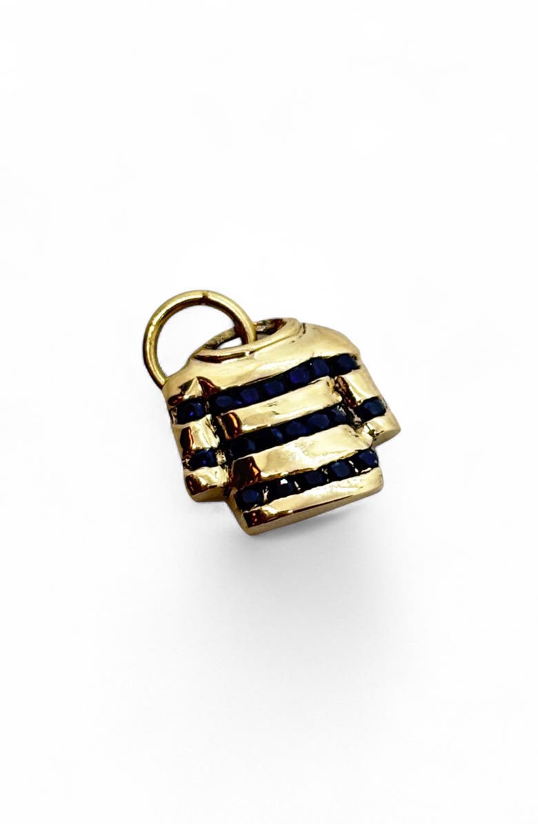Leslie Paige Strip Shirt Charm, Main, color, Gold / Blue