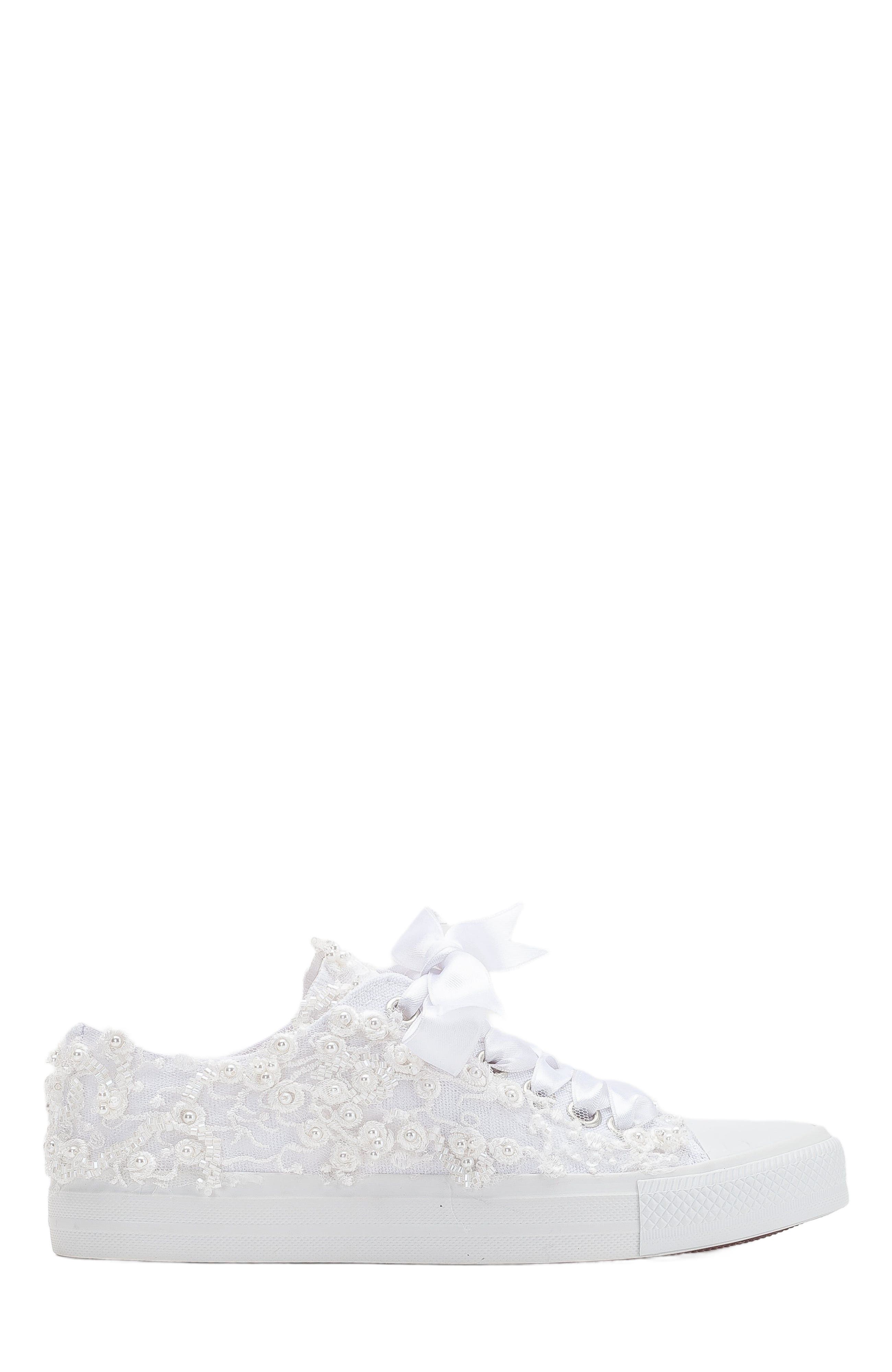 Forever & Always Shoes Bailey Lace White Bridal Sneakers, Main, color, White