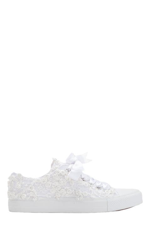 Bailey Lace White Bridal Sneakers