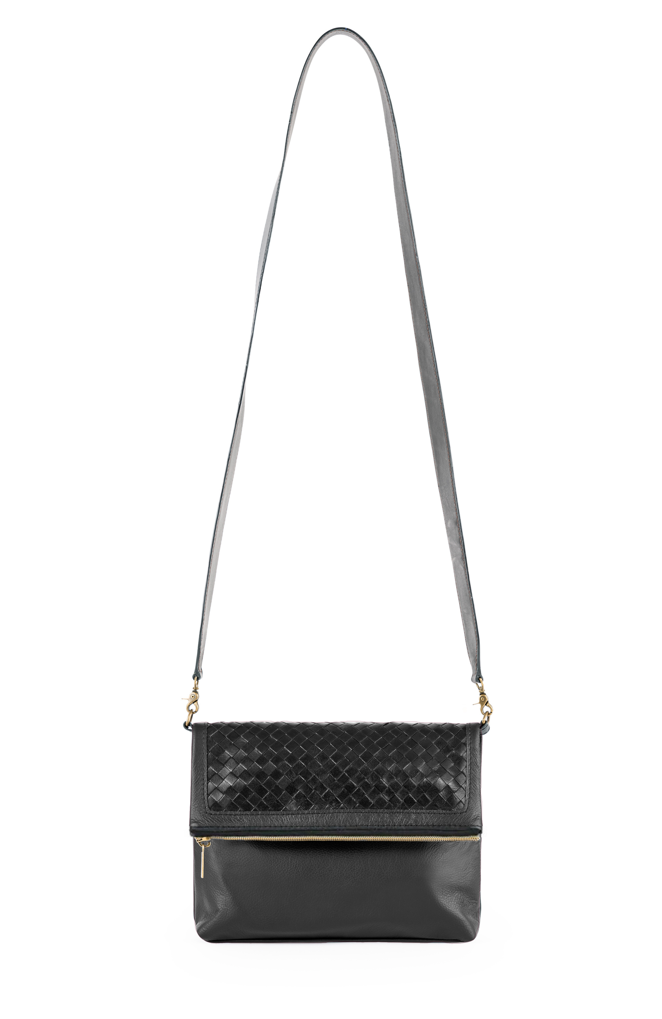 Deux Mains Fold Over Bag, Main, color, Black