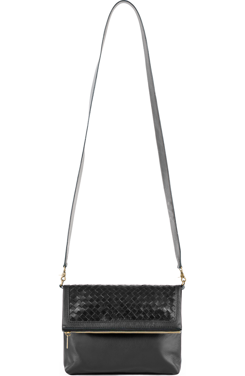 Deux Mains Fold Over Bag, Main, color, Black