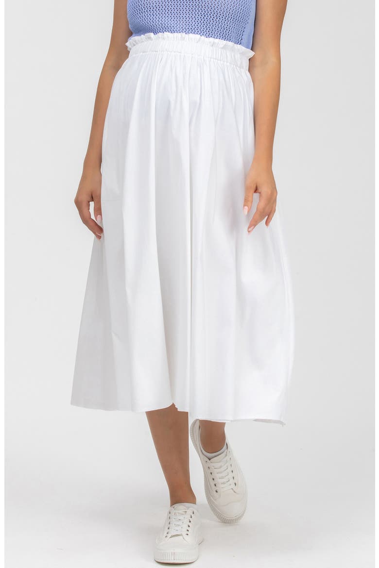 Poplin Maternity Midi Skirt, Main, color, WHITE