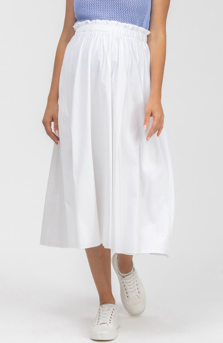PIETRO BRUNELLI MATERNITY Poplin Maternity Midi Skirt, Main, color, White