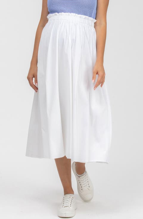 Poplin Maternity Midi Skirt