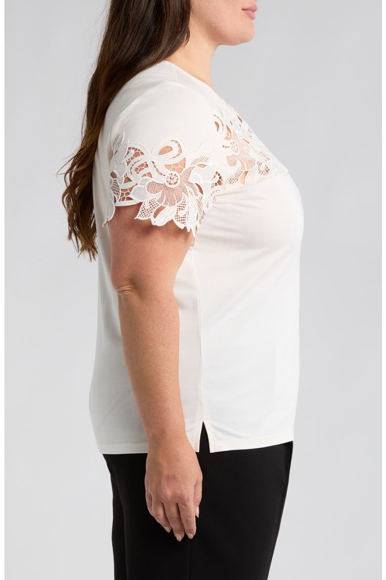 Harmony Lace Appliqué T-Shirt, Alternate, color, WHITE DOVE