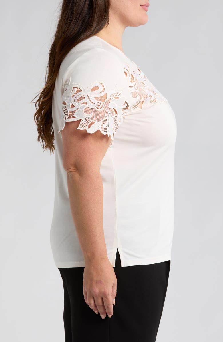 Anne Klein Harmony Lace Appliqué T-Shirt, Alternate, color, 