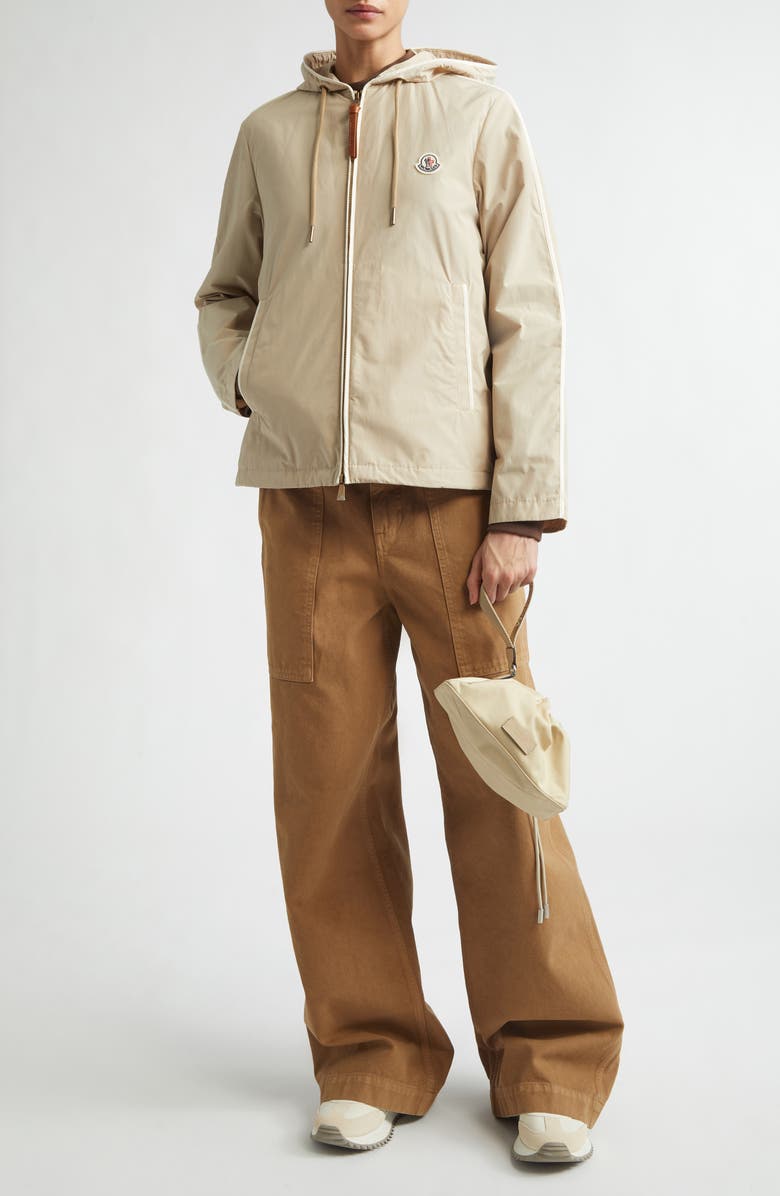 Moncler Sarracenia Hooded Jacket, Alternate, color, Beige
