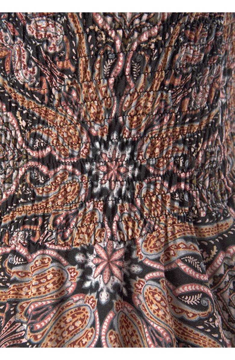 LASCANA Women's Smocked Convertible Maxi Dress, Alternate, color, Brown Multi