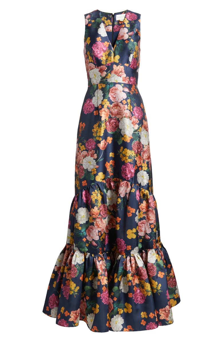 Sachin & Babi Rori Floral Sleeveless Mikado Gown, Alternate, color, Midniight Magic Blooms