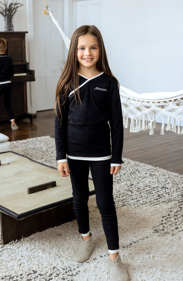 NoggiWear Girls Layers Loungewear Set, Alternate, color, Black Girl