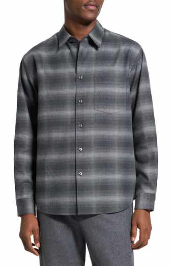 Weekend Gradient Check Brushed Cotton Button-Up Overshirt