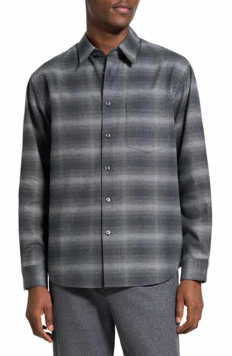 Weekend Gradient Check Brushed Cotton Button-Up Overshirt