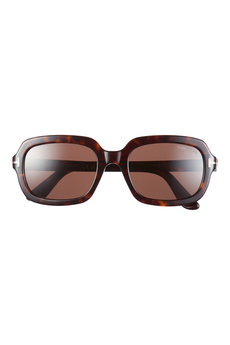 Lana 53mm Rectangular Sunglasses, Main, color, SHINY CLASSIC DARK HAVANA /T/ LOGO / BROWN LENS