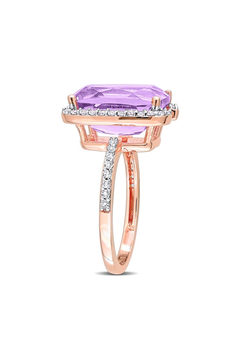 Cushion Cut Rose de France Amethyst & White Topaz Ring, Alternate, color, PURPLE