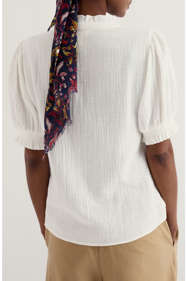 Shore Patch Organic Cotton Button-Up Top, Alternate, color, CHALK