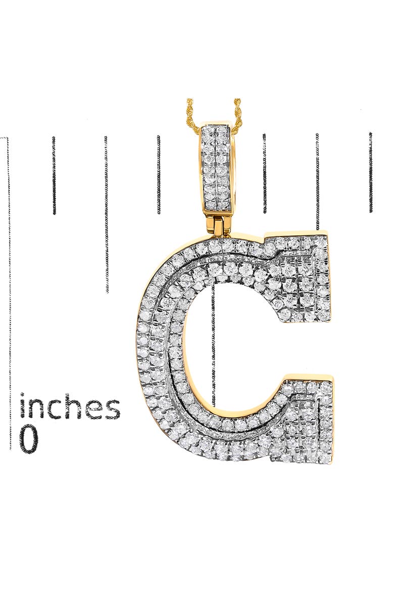 Men's 10K Yellow Gold 1 3/4 Cttw Diamond Letter C Initial Pendant Necklace, Alternate, color, Yellow Gold