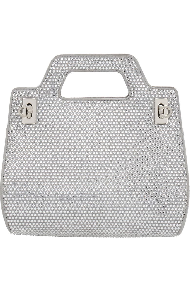 FERRAGAMO Wanda Mini Strass Crystal Top-Handle Bag, Main, color,
