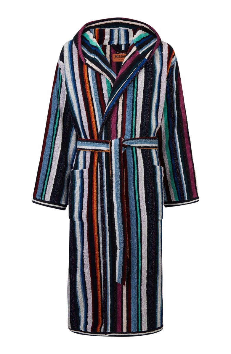 Missoni Home Chandler Cotton Terry Bathrobe With Lurex, Alternate, color, Blue