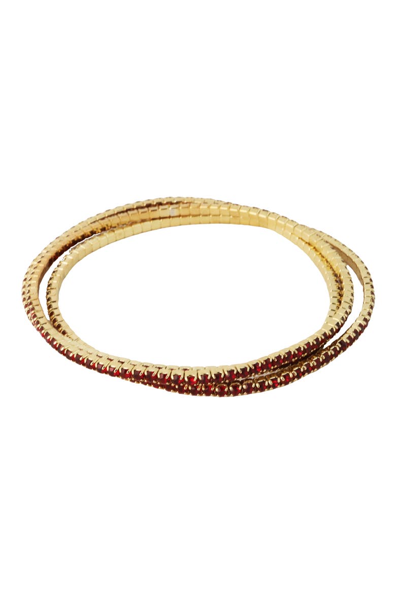 Set of 3 Crystal Stretch Bracelets, Main, color, BURGUNDY