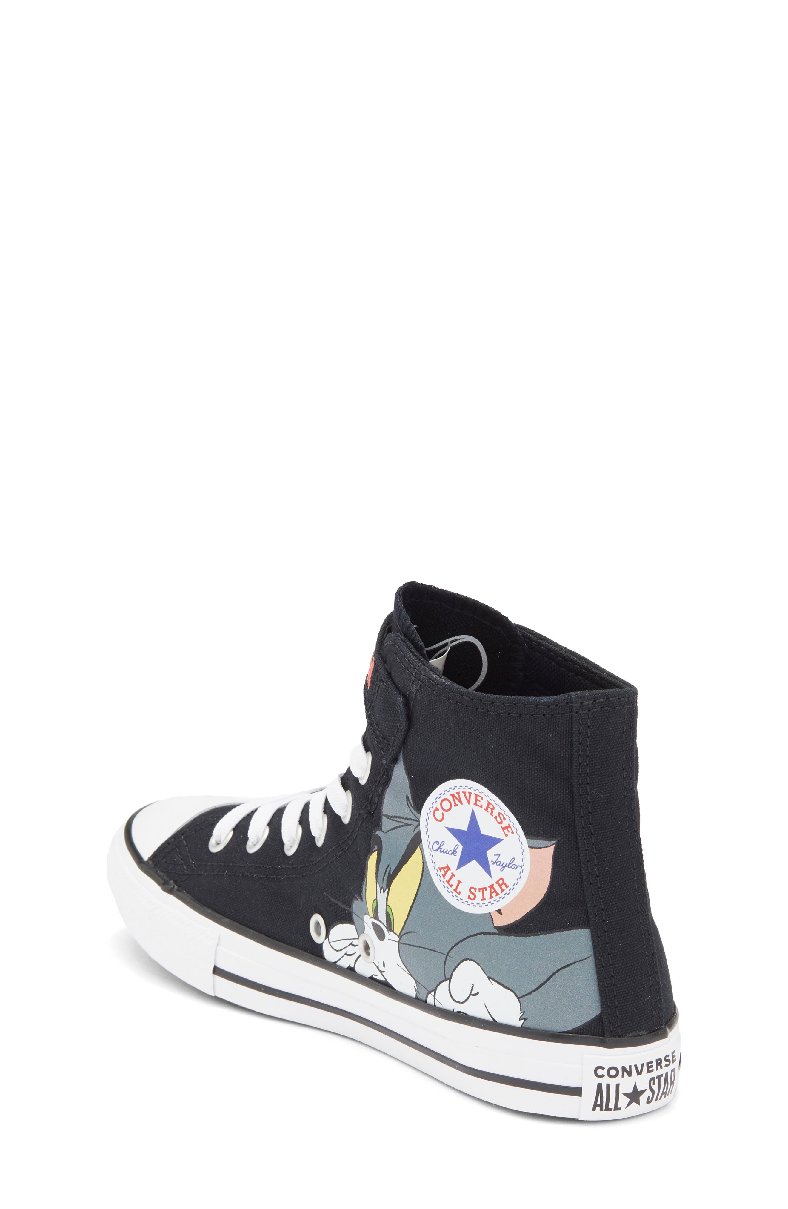 Converse x Tom and Jerry Kids' Chuck Taylor All Star 1V High Top Sneaker, Alternate, color, Black/ Multi/ White