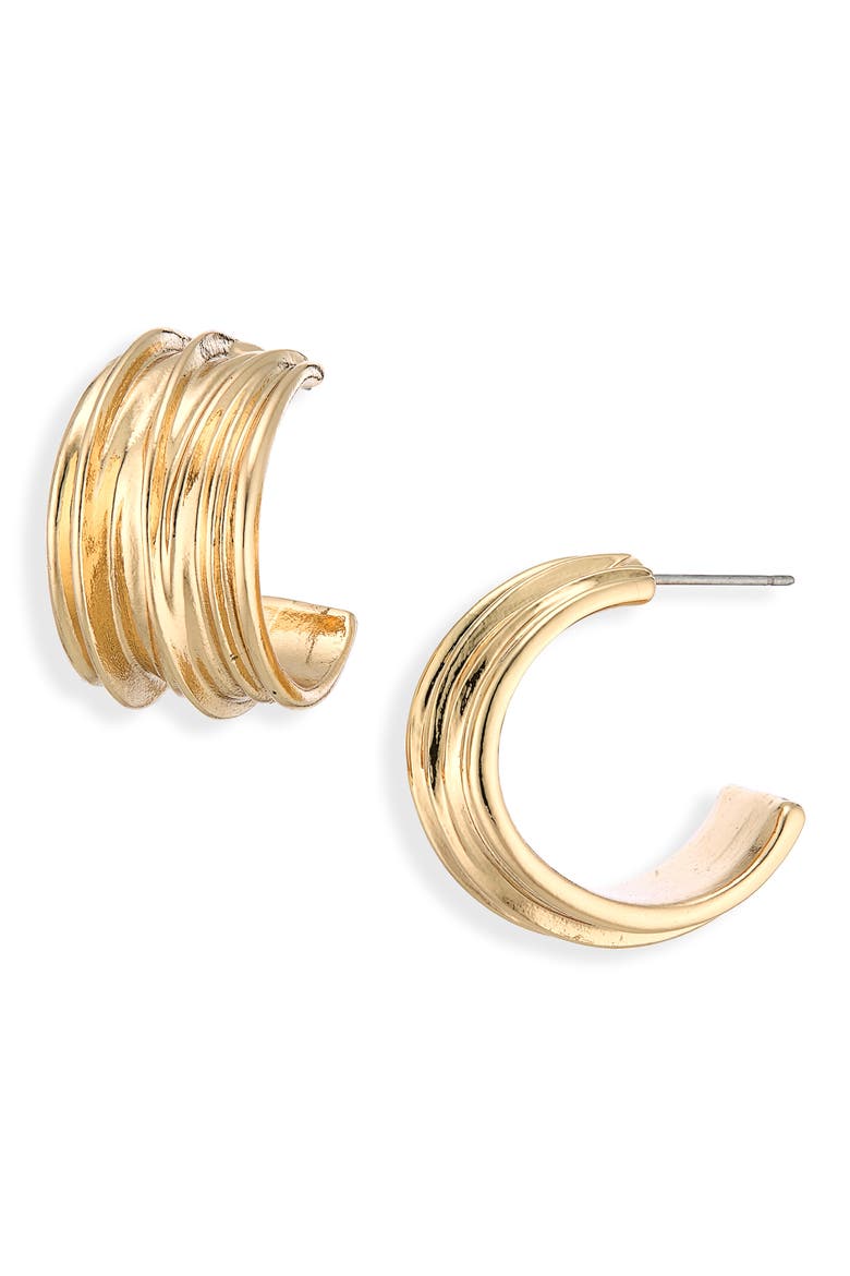 Textured Hoop Earrings, Main, color, GOLD