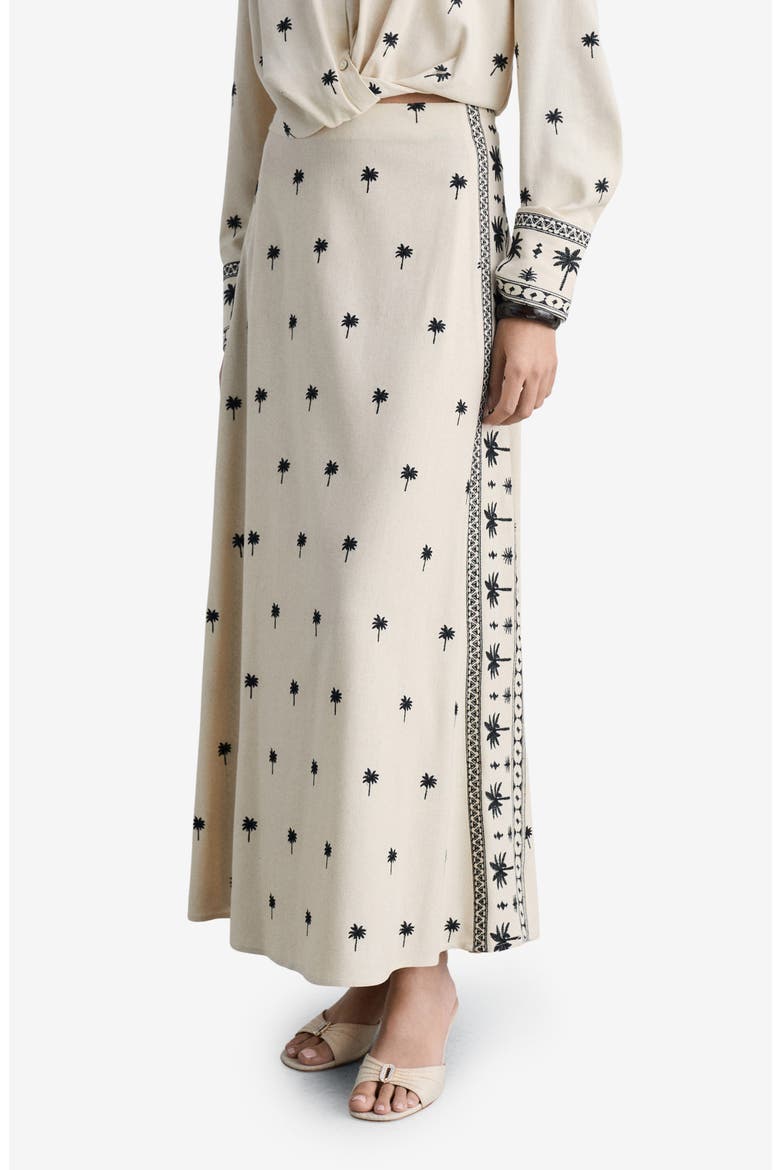 Embroidered A-Line Skirt, Main, color, BEIGE