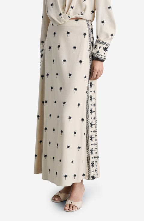 Embroidered A-Line Skirt