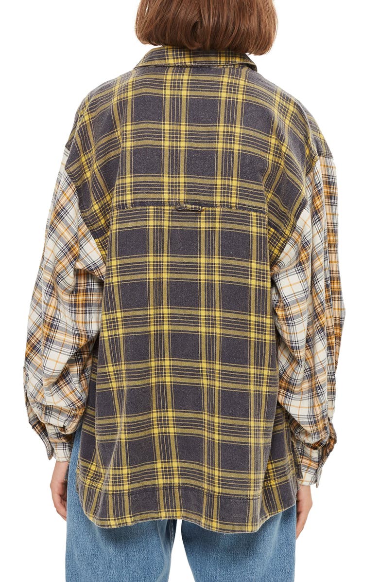 Topshop Mixed Plaid Oversized Shirt, Alternate, color, 