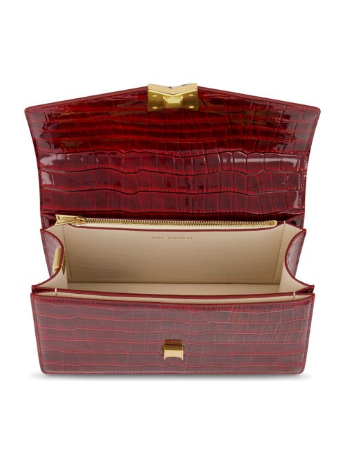 Mac Duggal Gold Plated Hardware Crocodile Leather Shoulder Bag In Oxblood