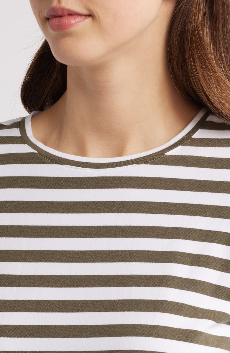 Caslon<sup>®</sup> Crewneck Long Sleeve T-Shirt, Alternate, color, Olive Sarma-White Charm Stripe