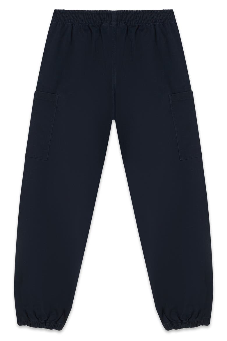 Kids' Cotton Stretch Twill Joggers, Alternate, color, BLACK/ BLUE