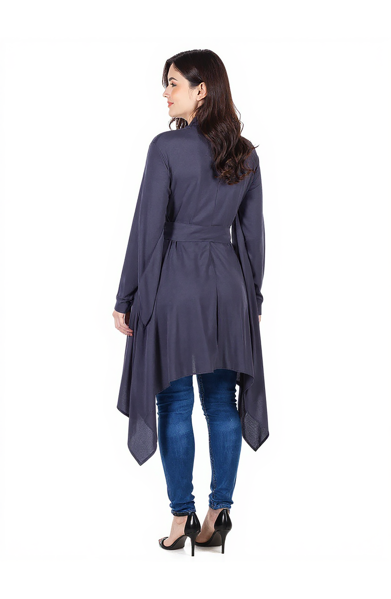 24seven Comfort Apparel Extra Long Open Front Maternity Cardigan, Alternate, color, Charcoal