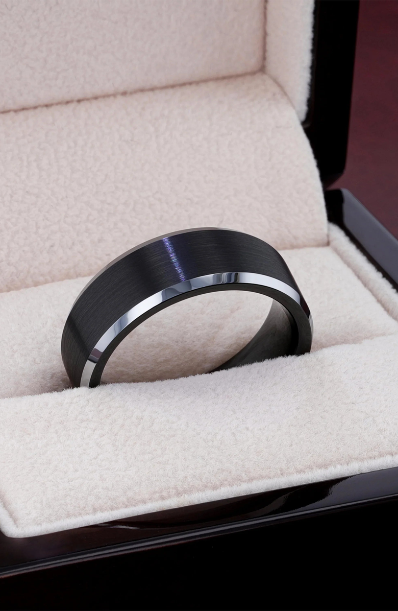 Larson Jewelers Aston Brushed Center Tungsten Wedding Band, Alternate, color, 6Mm