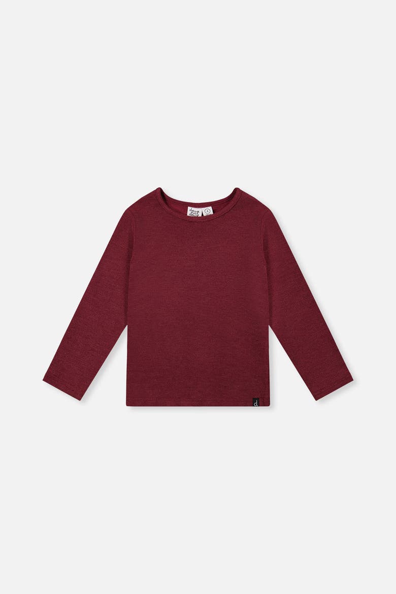 Soft Brushed Rib Crew Neck Top, Main, color, Reddish-Brown