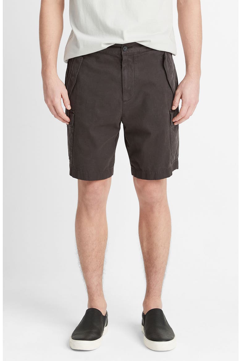 Cotton Twill Cargo Shorts, Main, color, SOFT BLACK