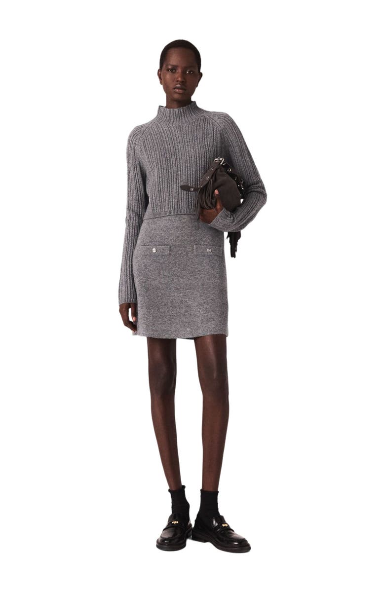 maje 2-in-1 knit mini dress, Main, color, 