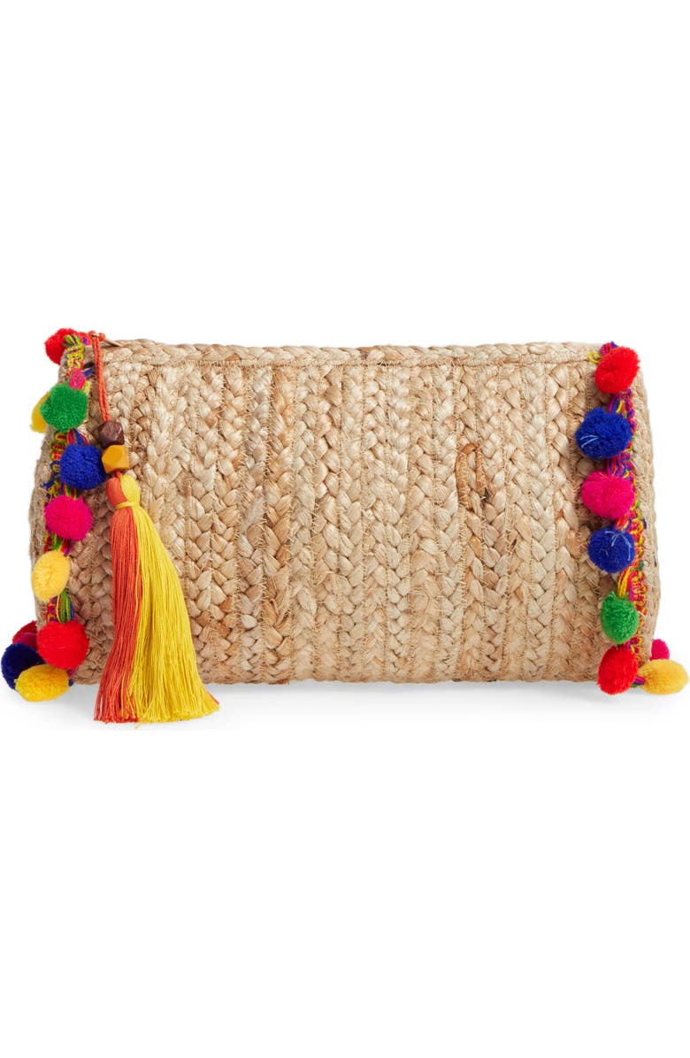 Shiraleah Santana Pompom Clutch, Main, color,