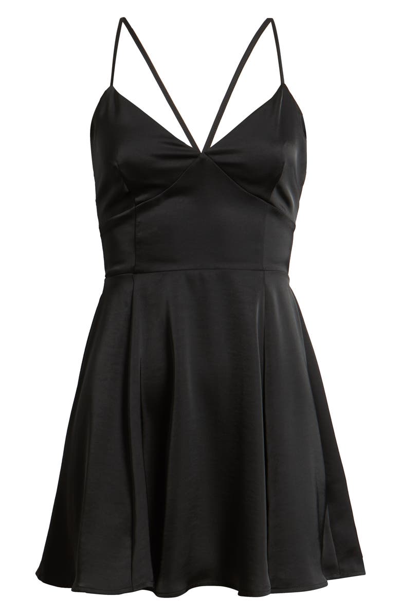 BP. Lace-Up Satin Minidress, Alternate, color, Black