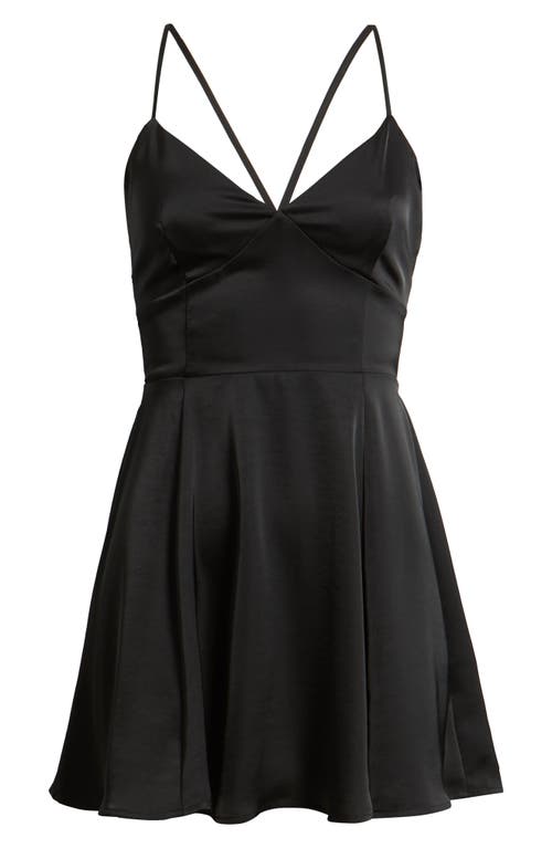 Bp. Lace-up Satin Minidress In Black
