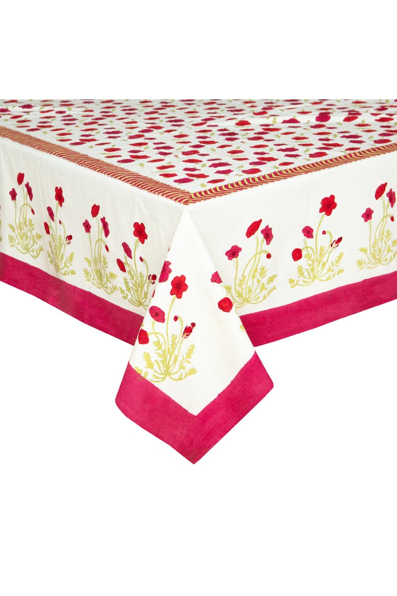 Poppies Tablecloth, Main, color, Red/Green 90" x 90"