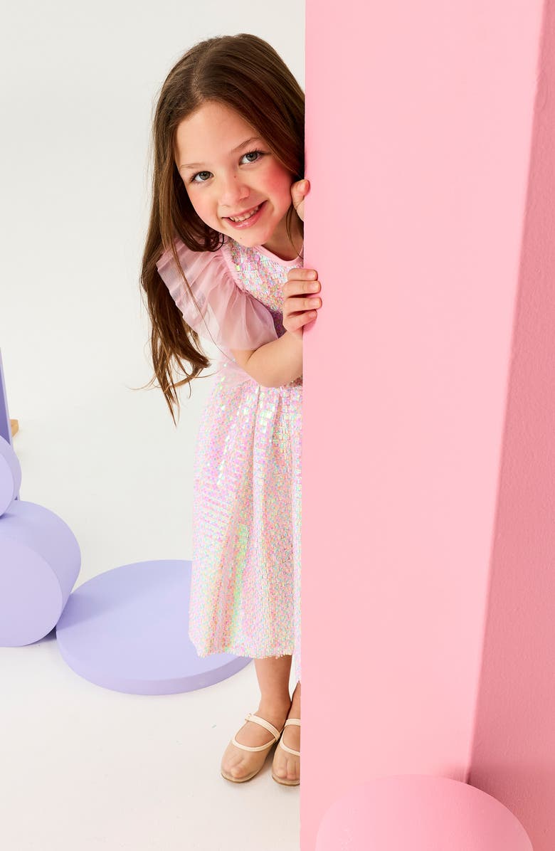 Rock Your Kid Kids' Sequin Ruffle Party Dress, Alternate, color, Multi Pink