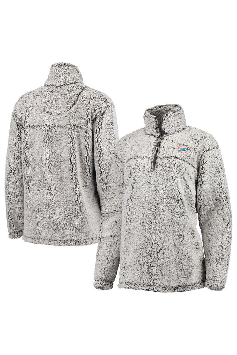 Women's G-III 4Her by Carl Banks Gray Miami Dolphins Sherpa Quarter-Zip Pullover Jacket, Main, color, Gray