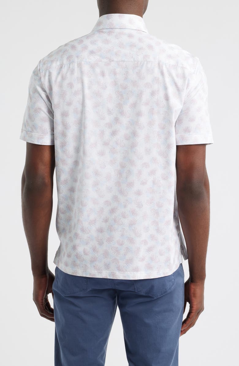Bugatchi Milo OoohCotton<sup>®</sup> Palm Leaf Print Short Sleeve Button-Up Shirt, Alternate, color, Primerose