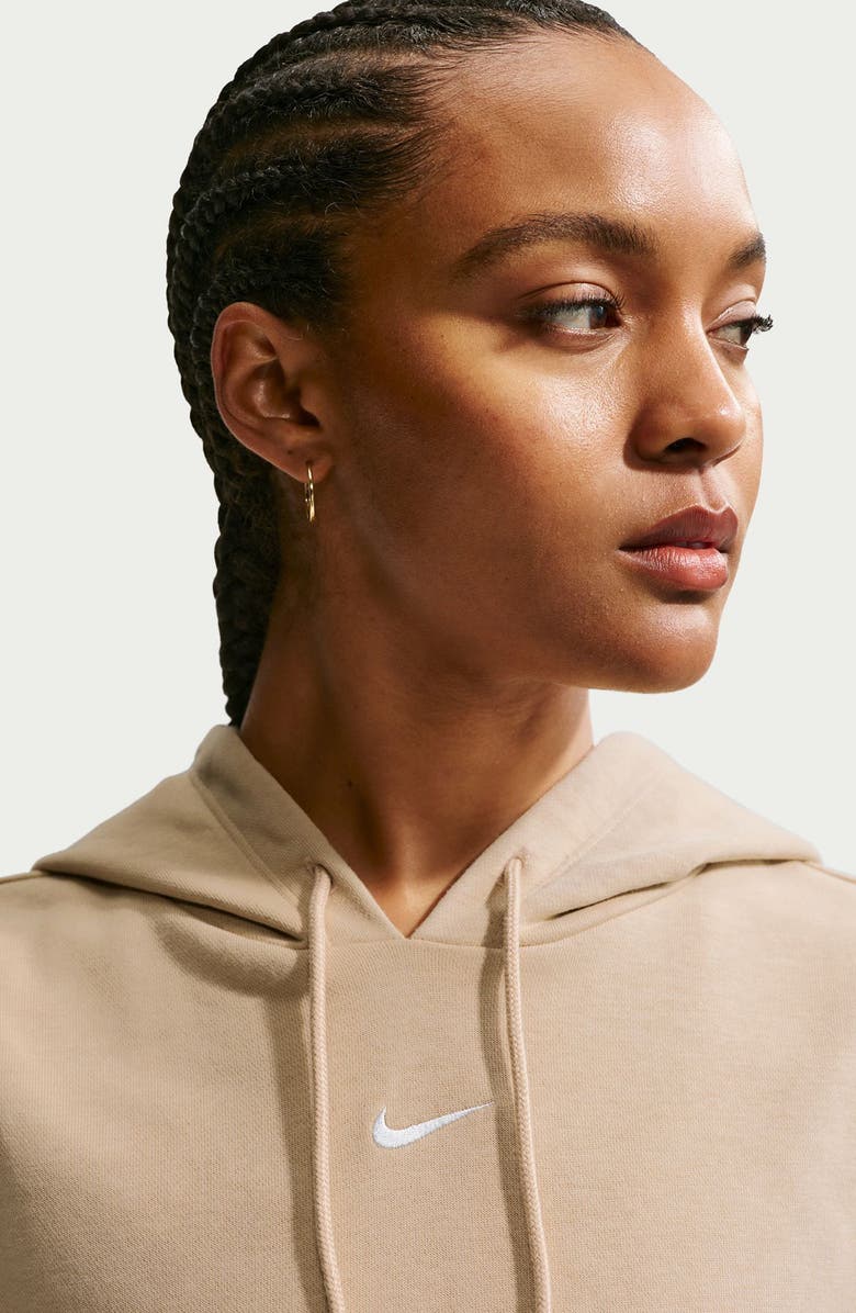 Nike Phoenix Cap Sleeve Cotton Blend Hoodie, Alternate, color, Linen/ Sail