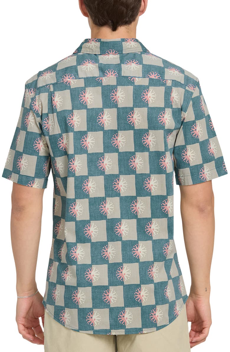 Quiksilver Sundial Classic Short Sleeve Stretch Cotton Button-Up Shirt, Alternate, color,